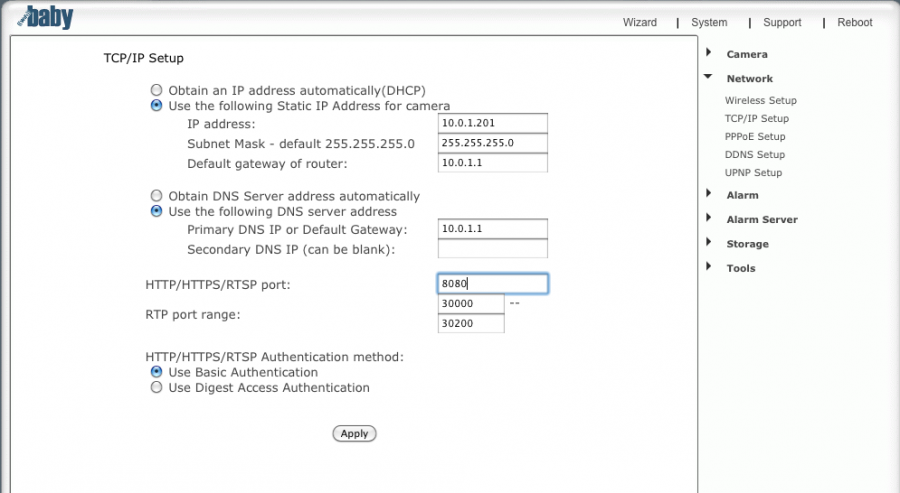 Airport - Example Static IP Setup